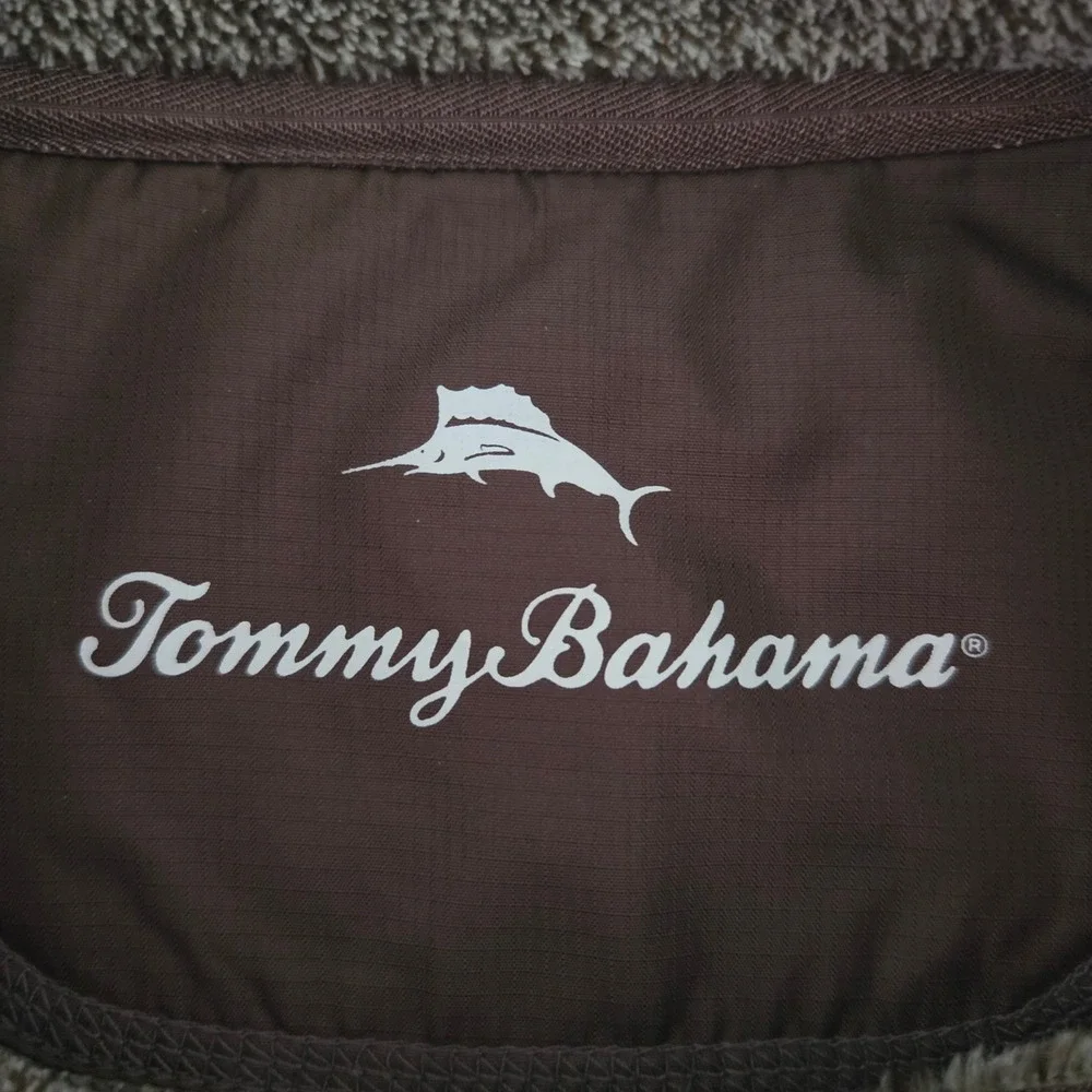 Tommy Bahama‎ Mens Brown Marl High Pile Fleece Quarter Zip Pullover XL Pockets